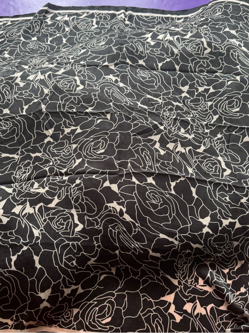 Valentino floral print beige square scarf size 35x35 inch‼️Last one left - Picture 3 of 5